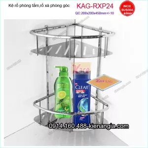 Kệ góc phòng tắm 2 tầng inox sus304 200x200x450 KAG-RXP24