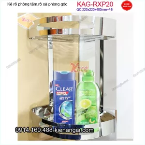 Kệ góc phòng tắm 2 tầng inox sus304 220x220x400 mm KAG-RXP20