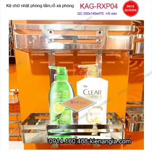 Kệ chữ nhật 2 tầng phòng tắm inox sus304 350x140x450mm KAG-RXP04