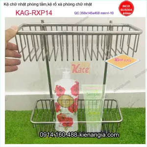 Kệ chữ nhật 2 tầng phòng tắm inox304  350x145x450mm KAG-RXP14