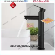Vòi chậu lavabo nóng lạnh inox sus304 ĐEN 30cm KAG-Black704
