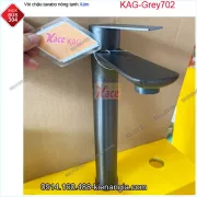 Vòi chậu lavabo nóng lạnh inox 304 nano XÁM 30cm KAG-Grey702