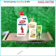 Kệ dưới gương,kệ lavabo vàng đồng cổ điển KAG-XK700