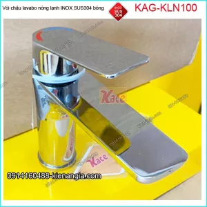 Vòi chậu lavabo nóng lạnh 20cm inox sus304 Bóng KAG-KLN100