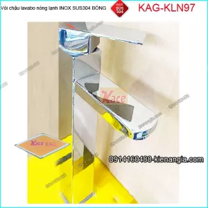 Vòi Vuông chậu lavabo nóng lạnh 30cm inox sus304 Bóng KAG-KLN97