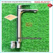 Vòi chậu lavabo nóng lạnh 30cm inox sus304 Bóng KAG-KLN101