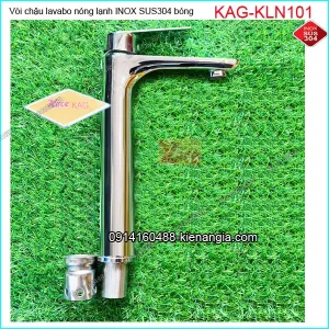 Vòi chậu lavabo nóng lạnh 30cm inox sus304 Bóng KAG-KLN101