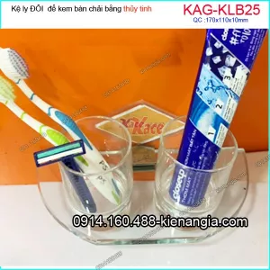 Kệ ly đôi thuỷ tinh treo tường 170x110x10mm KAG-KLB25