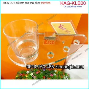 Kệ ly đơn 220X110X10 mm thuỷ tinh ,3 lỗ bàn chài KAG-KLB20