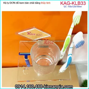 Kệ ly đơn VUÔNG  150X120X10mm thuỷ tinh,4 lỗ giắt bàn chải  KAG-KLB33