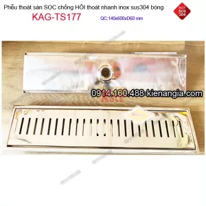 Thoát sàn dài  mặt sọc chống hôi 140x600 D60 inox 304 KAG-TSD177