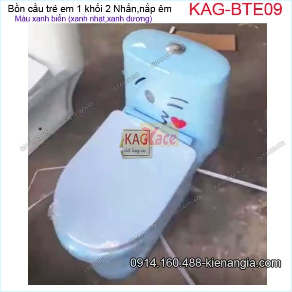 Bồn cầu trẻ em 1 khối màu xanh biển KAG-BTE09