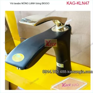 Vòi lavabo đen vàng 20cm nóng lạnh Biggo KAG-KLN47BM2023