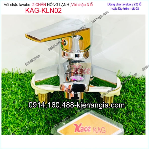 Vòi chậu lavabo 2 chân nóng lạnh KAG-KLN02 vòi lavabo 3 lỗ