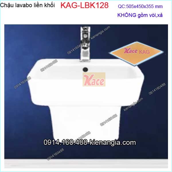 Chậu lavabo liền khối 505x450x355mm KAG-LBK128 KHUYẾN MÃI SẢN PHẨM MỚI