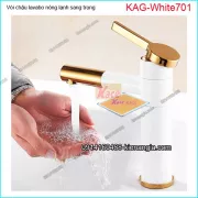 Vòi chậu lavabo Trắng vàng đầu xoay 360 độ KAG-White701