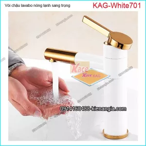 Vòi chậu lavabo Trắng vàng đầu xoay 360 độ KAG-White701
