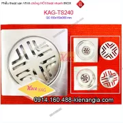 Phễu thoát sàn Viva chống hôi inox 304  phòng tắm 150x150xD60 KAG-TS240