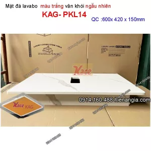 Mặt đá Trắng vân khói chậu lavabo 600x420 mm KAG-PKL14