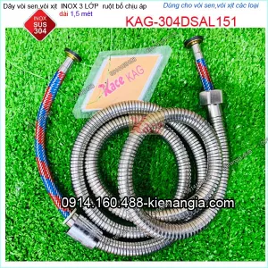 Dây sen cao cấp inox  sus 304  ruột bố 3 lớp chịu áp lực dài 1,5 mét KAG-304DSAL151