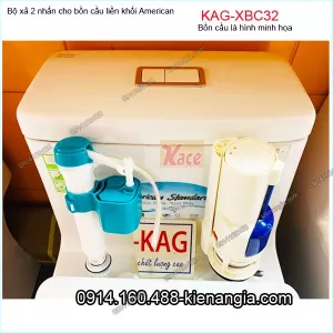 Bộ xả 2 nhấn cho bồn cầu 1 khối American KAG-XBC32, Ruột két nước xí bệt cao 20cm xả mạnh 4.5-6 lít siêu bền