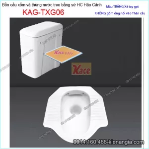 Bồn cầu xí xổm và két nước treo bằng sứ HC KAG-TXG06