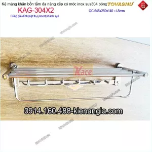 Giá treo khăn đa năng inox 304 TOVASHU KAG-304X2
