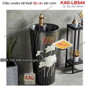 Chậu lavabo đặt sàn sân vườn KAG-LBS44 khảm Hoa Sen
