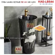 Chậu lavabo đặt sàn sân vườn KAG-LBS44 khảm Hoa Sen
