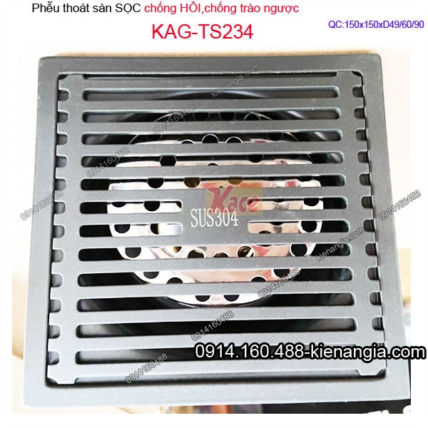 Phễu thoát sàn XÁM 150x150 mm D496090 KAG-TS234