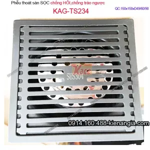 Phễu thoát sàn XÁM 150x150 mm D496090 KAG-TS234