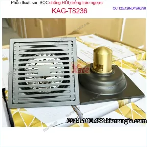 Phễu thoát sàn XÁM 120x120 D49/ D60/ D90 KAG-TS236