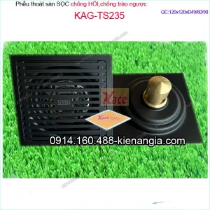 Phễu thoát sàn ĐEN 120x120 mm D49/ D60 / D90 KAG-TS235