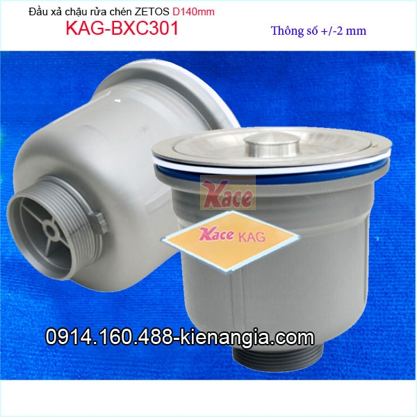 Đầu xả chậu  ZETOS D140 nhựa đúcKAG-BXC301
