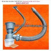 Bộ xả chậu 1 hộc ZETOS đầu nhựa đúc,ống thoát lớn D58mm KAG-BXC41