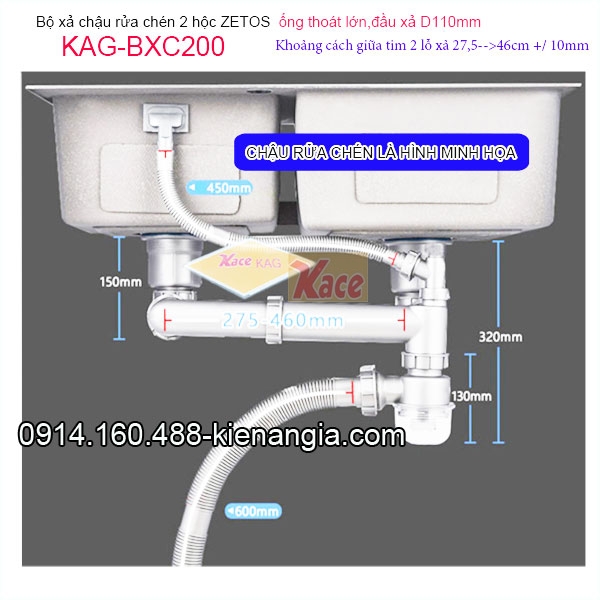 KAG-BXC200-Bo-xa-ZETOS-Chau-rua-chen-2-hoc-D110-Ong-thoat-lon-KAG-BXC200-thong-so-kich-thuoc