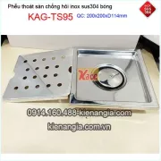 Thoát sàn inox bóng 200x200xD114 KAG-TS95