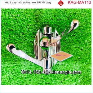 Móc 3 xoay, móc archive inox sus304 bóng KAG-MA110