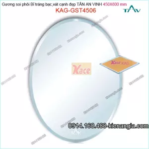 Gương soi  phôi Bỉ  sáng đẹp Tân An Vinh 450x600 mm KAG-GST4506 oval trái xoài