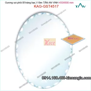 Gương soi phôi Bỉ  sáng đẹp Tân An Vinh 450x600 mm KAG-GST4517 oval trái xoài