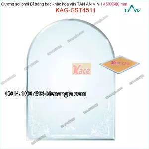 Gương soi phôi Bỉ  sáng đẹp Tân An Vinh 450x600 mm KAG-GST4511 hoa văn phun cát