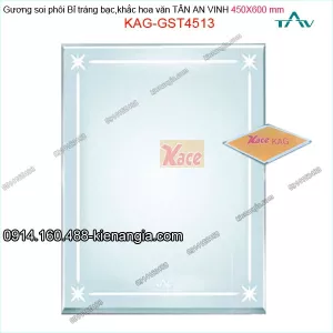 Gương soi phôi Bỉ  sáng đẹp Tân An Vinh 450x600 mm KAG-GST4513 hoa văn phun cát