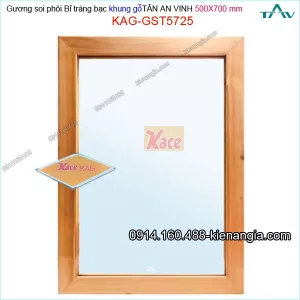 Gương soi 500x700 mm Tân An Vinh khung gỗ KAG-GST5725 gỗ thông Chile chịu nước