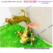 Vòi lavabo nóng lạnh đầu rồng vàng 24K KAG-KLN80 cao 20cm