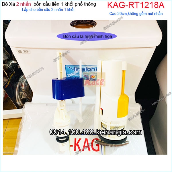 Bộ xả 2 nhấn cao 20cm bồn cầu 1 khối KAG-RT1218A