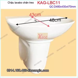 Chậu lavabo chân treo 48x43 cm-KAG-LBC11