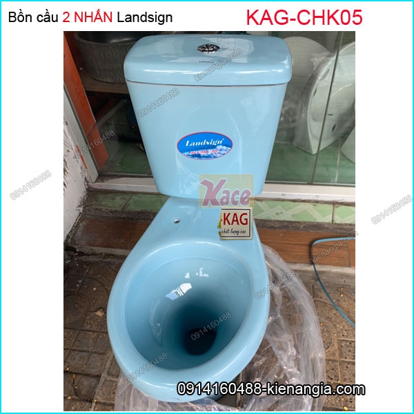 Bồn cầu 2 nhấn Landsign xanh biển KAG-CHK05