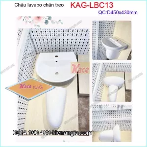 Chậu lavabo  chân treo 45x43 cm KAG-LBC13