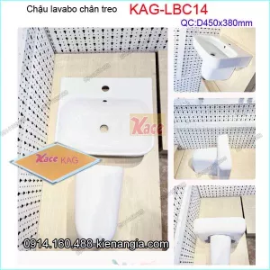 Chậu lavabo chân treo vuông 45x38cm KAG-LBC14