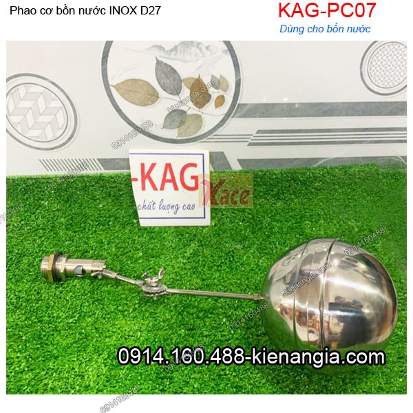 Phao cơ bồn nước Inox O27-KAG-PC07 có điều chỉnh ren ngoài D27